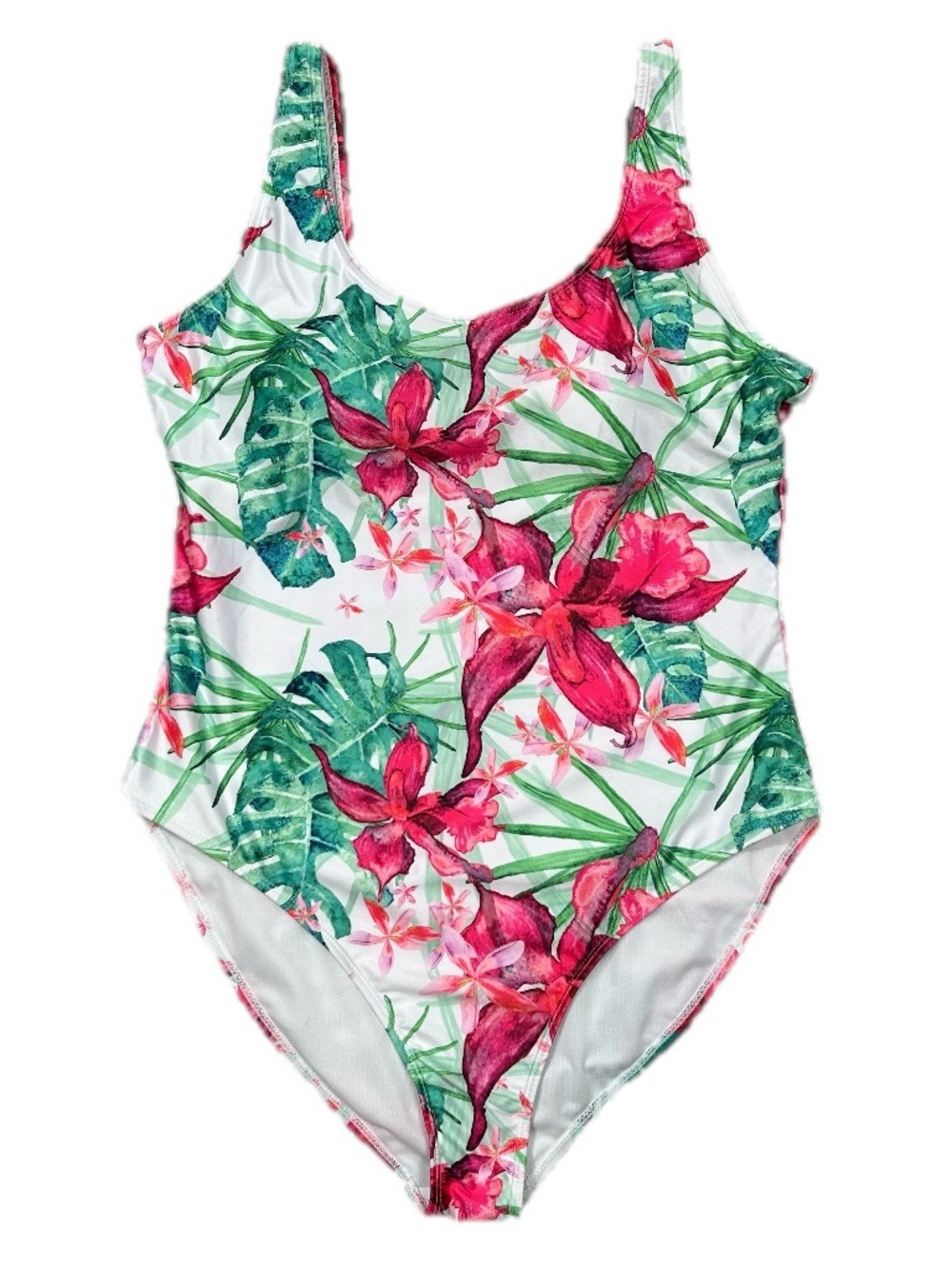 Nicole Miller Studio Tropical Print Pink Green One-Piece Swimsuit Size 2X